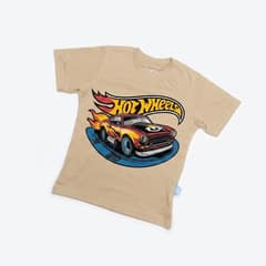 Kaos Hot Wheels - warna Krem